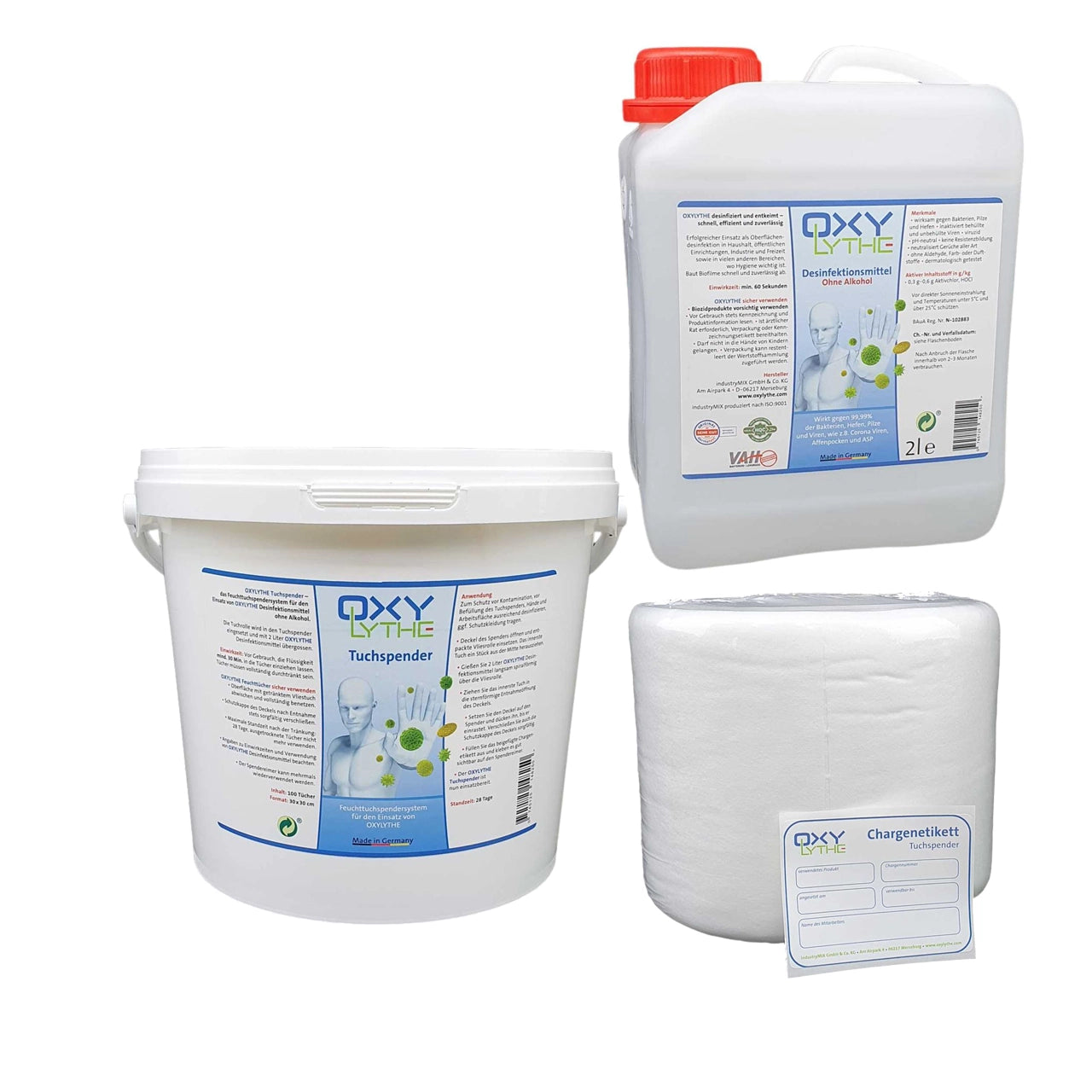 OXYLYTHE Set aus Tuchspender, Tuchrolle und 2L Kanister